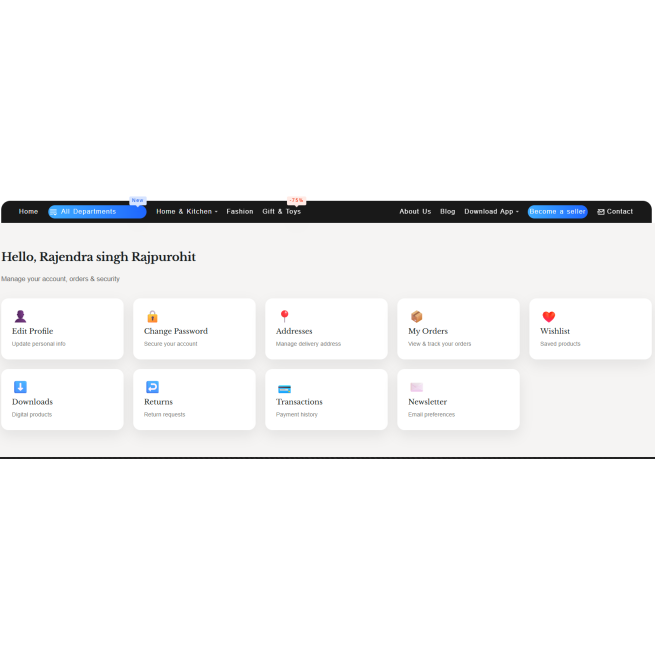 Customer Unique Dashboard, opencart user account unique interface , professional Dashboard journal theme